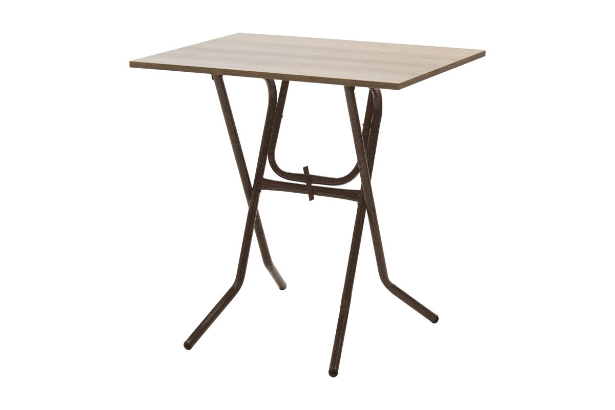 594-00174 Τραπέζι πτυσσόμενο "CLACK" από μέταλλο σε σταχτύ-καφέ σφυρήλατο χρώμα 70x50x70 - Image 1