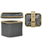 Καλάθι Γκρι Πολυεστέρας/Μπαμπού 41x33x30cm