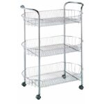 Μανάβης τρόλει 3 θέσεων μεταλλικός σε ασημί χρώμα 51x26x75