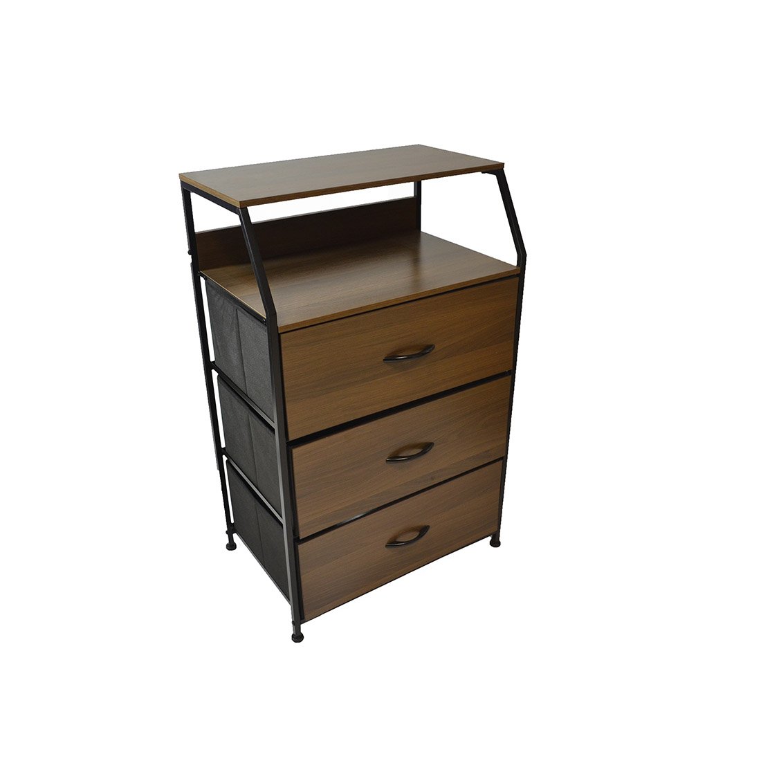 700-01043 Συρταριέρα "TIGER" από μέταλλο/ξύλο σε μαύρο/καρυδί χρώμα 39x60x96 - Image 1