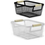 Καλάθι Μαύρο/Λευκό Μέταλλο/Ξύλο 26x11x17.5cm Σε 2 Χρώματα