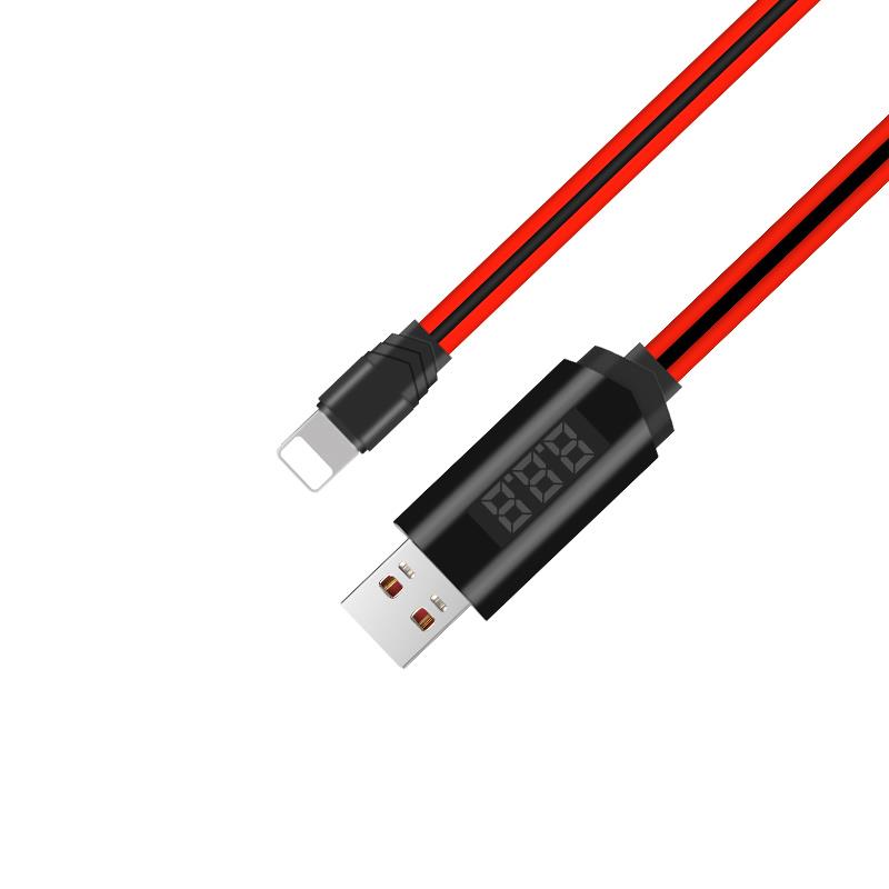8202 HOCO U29 ΚΑΛΩΔΙΟ ΜΕ ΟΘΟΝΗ LIGHTNING ΦΟΡΤΙΣΗΣ & DATA 1.2m, RED - Image 1