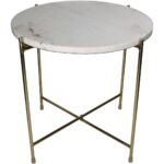 Τραπεζάκι ArteLibre Λευκό Μάρμαρο/Μέταλλο 40x40x40cm