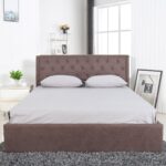 Κρεβάτι ArteLibre ASTER Σκούρο Καφέ Ύφασμα Με Αποθηκευτικό Χώρο 216x170.5x103cm (Στρώμα 160x200cm) - Image 2