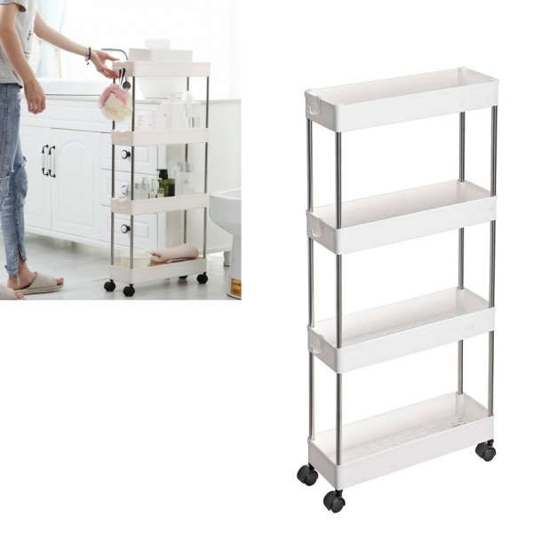 CREATOR: gd-jpeg v1.0 (using IJG JPEG v80), quality = 90 Στενή τροχήλατη σχάρα αποθήκευσης με 4 ράφια λευκή XYX-2020A OEM - Image 1