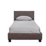 Κρεβάτι ArteLibre AZALEA Σκούρο Καφέ PU 213x101x88cm (Στρώμα 90x200cm)